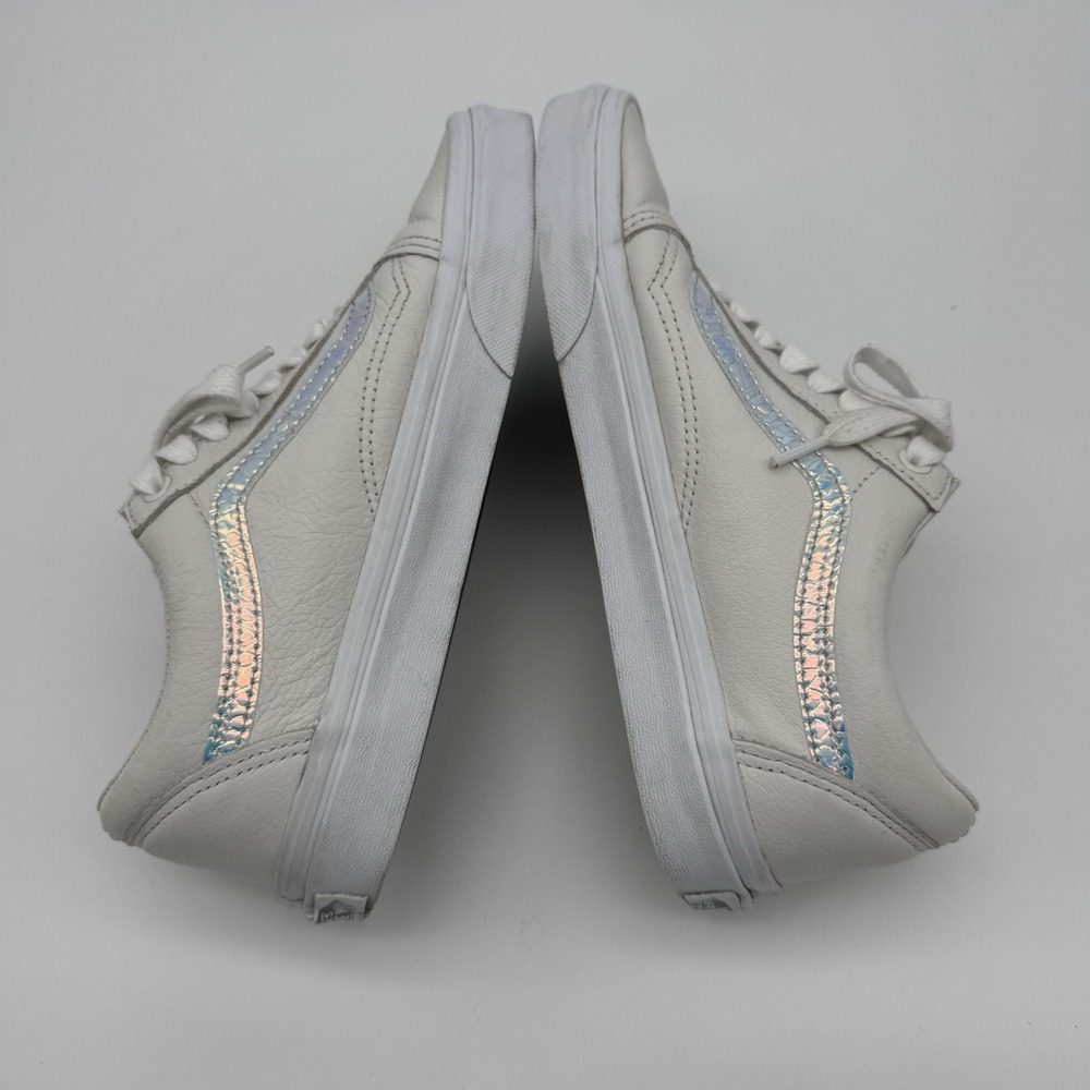 Vans Women's Old Skool White Leather Holo Sidestripe Skate Shoes Size 8.5 - Picture 5 of 9